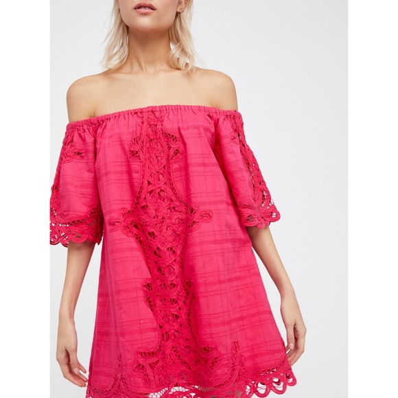 Free People Battenburg Dress NEW W TAGS in Pink - Picture 1 of 3